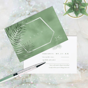 Lush Palm Leaf Wedding Moss Green ID956 RSVP Card