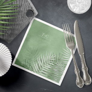 Lush Palm Leaf Wedding Moss Green V2 ID956 Napkin