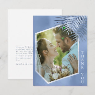 Lush Palm Leaf Wedding Photo Windsor Blue ID956 Thank You Card