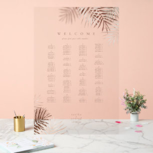 Lush Palm Leaf Wedding Seating Terra Cotta/W ID956 Acrylic Sign