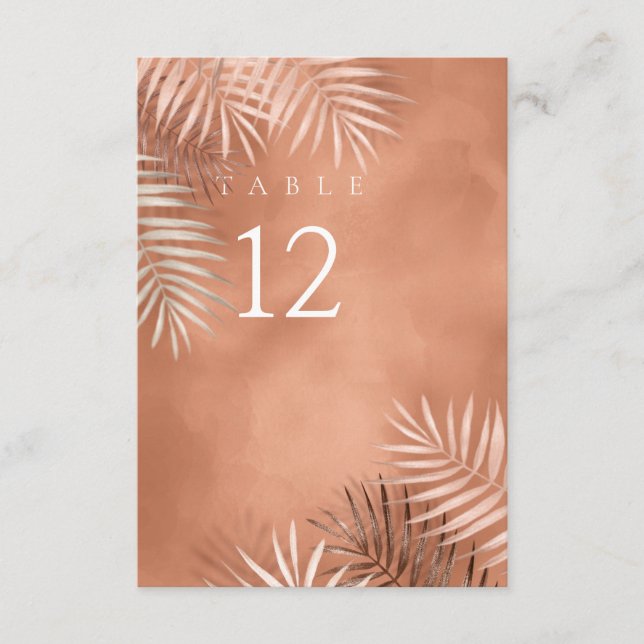 Lush Palm Leaf Wedding Table No. Terra Cotta ID956 Invitation (Front)