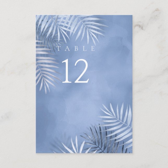 Lush Palm Leaf Wedding Table No. Windsor Blu ID956 Invitation (Front)