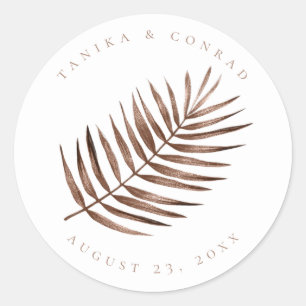 Lush Palm Leaf Wedding Terra Cotta ID956 Classic Round Sticker