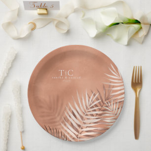 Lush Palm Leaf Wedding Terra Cotta V2 ID956 Paper Plate