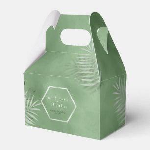 Lush Palm Leaf Wedding Thanks Moss Green ID956 Favour Box