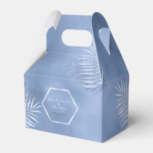 Lush Palm Leaf Wedding Thanks Windsor Blue ID956 Favour Box
