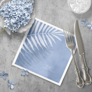 Lush Palm Leaf Wedding Windsor Blue V3 ID956 Napkin