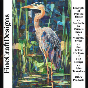Lush Paper Mosaic Collage Heron Bird BV5 Decoupage