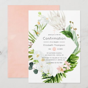 Lush Paradise Tropical Floral Confirmation Invitation