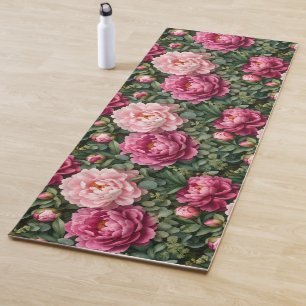Lush Peony and Greenery Print Yoga Mat