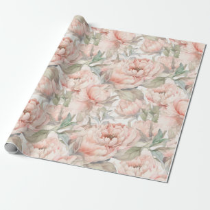 lush peony on a gentle backgroun   Wrapping Paper