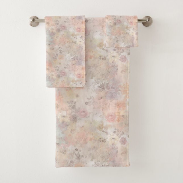  lush peony on a gentle background bath towel set (Insitu)