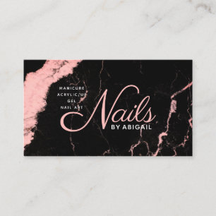 Lush Pink Marble Nails By "Name" Business Card