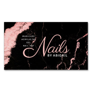 Lush Pink Marble Nails By "Name"  Magnetic Business Card