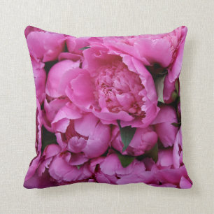 Lush Pink Peony Flowers Cushion