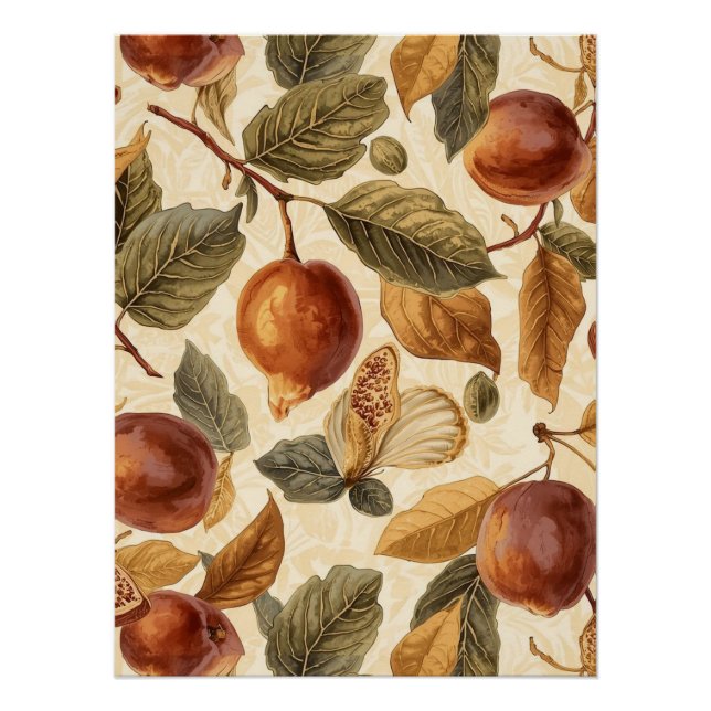 Lush Plums & Fig Leaves Art Print | Gilded Botanic (Front)