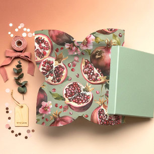 Lush Pomegranate Fruit and Flowers Pattern Tissue Paper