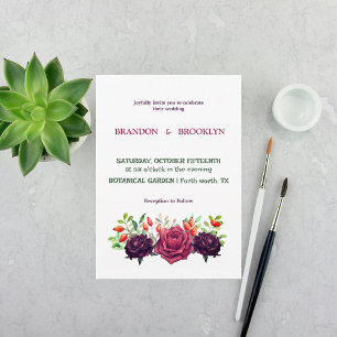 Lush Purple Floral Watercolor Wedding Invitation