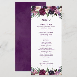 Lush Purple Flowers   Romantic Wedding Menu