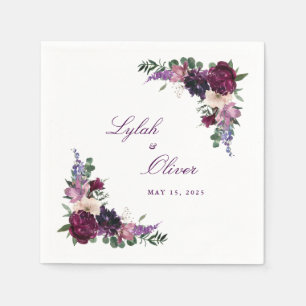 Lush Purple Flowers   Romantic Wedding Napkin