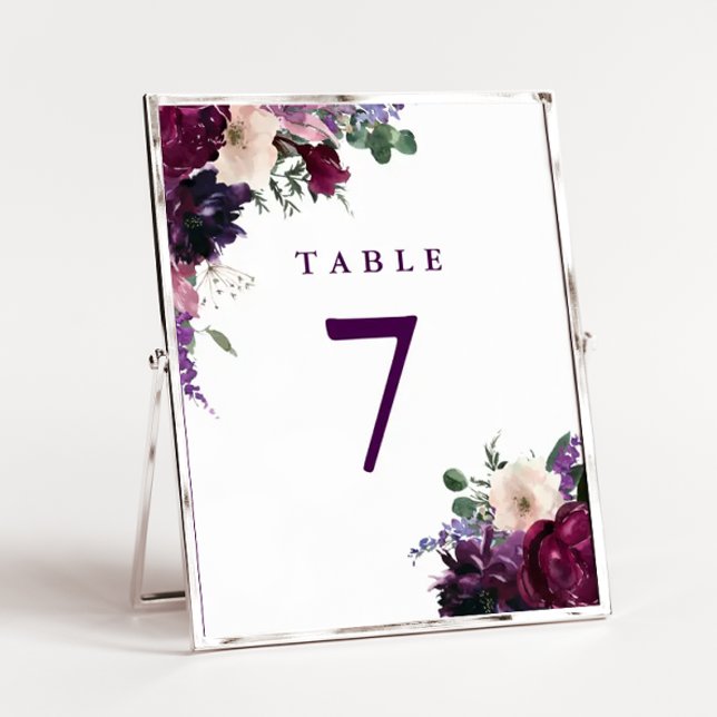 Lush Purple Flowers | Romantic Wedding Table Number (Creator Uploaded)