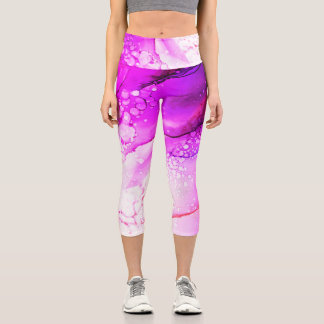 Lush Radiance – Pink Marble Bubble Yoga Capris