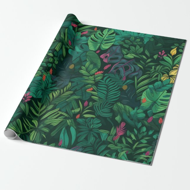 Lush Rainforest Wrapping Paper (Unrolled)