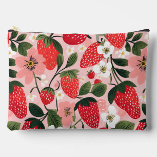 Lush Red Berries and Blossoms Accessory Pouch