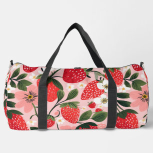 Lush Red Berries and Blossoms Duffle Bag