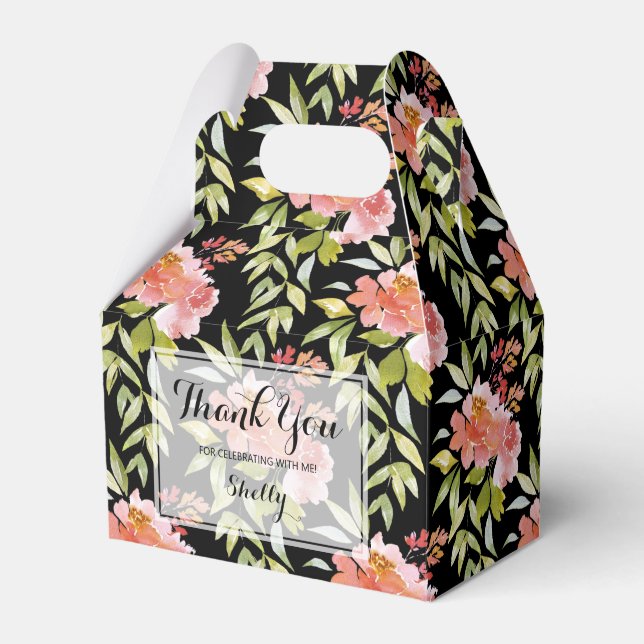 Lush Red Floral Greenery Thank You Favour Box (Front Side)