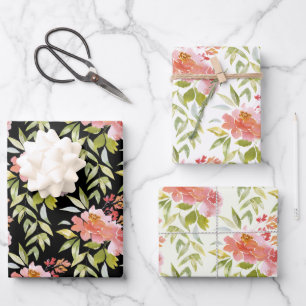 Lush Red Floral Greenery Wrapping Paper Sheet