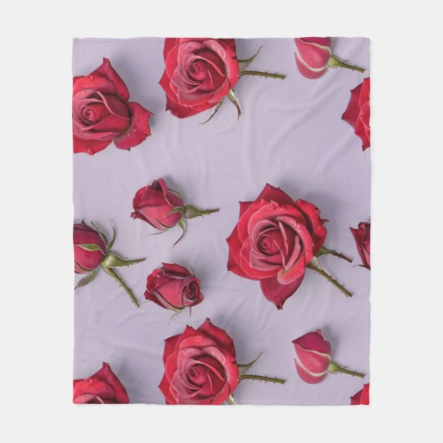 Lush Red Roses With Soft Dewy Petals  Fleece Blanket (Front)