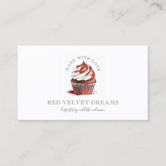 Lush Red Velvet Cupcake Pastry Chef  Business Card (Front)