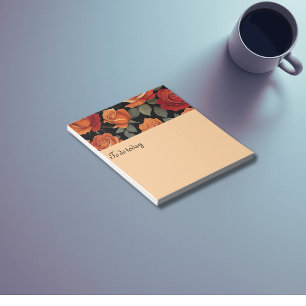 Lush roses pattern notepad