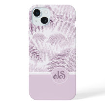 Lush Serene Pink Ferns Monogram Initials 
