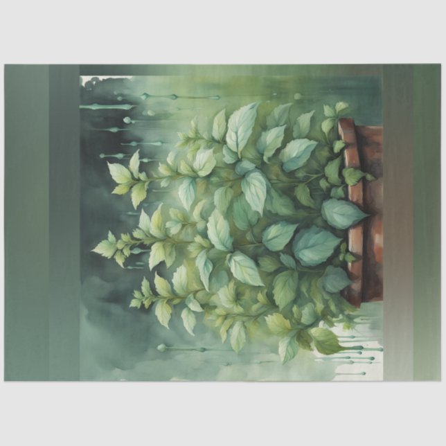 Lush Spring Mint Garden Decoupage Paper (Front)