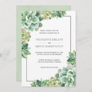 Lush Succulent Frame Wedding Invitation