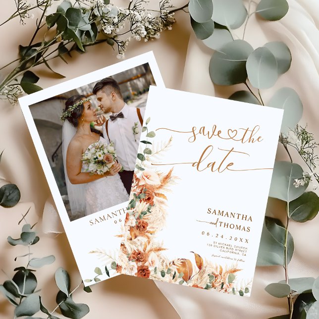 Lush Terracotta Floral Boho Chic Wedding Save The Date (Creator Uploaded)