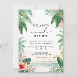 Lush Tropical Arch Floral Wedding Invitation