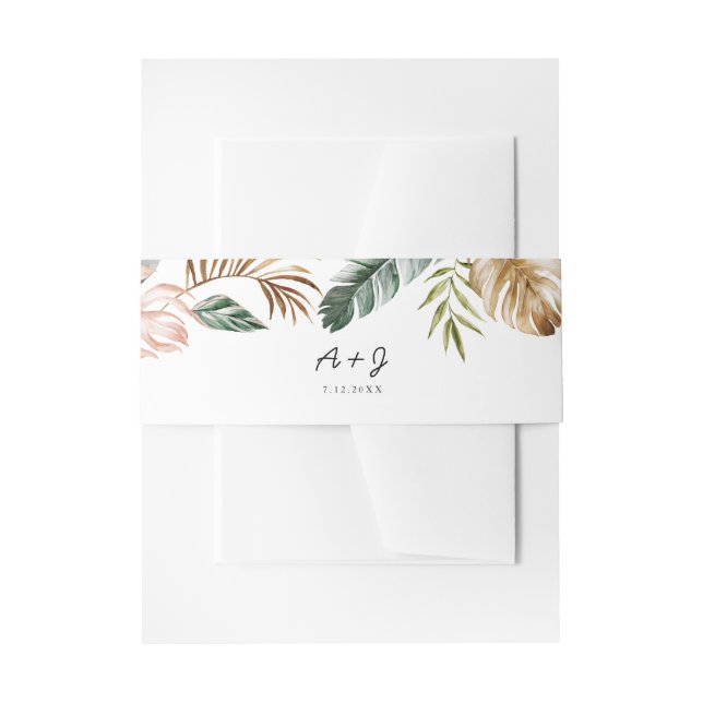 Lush Tropical Belly Band - Portrait 2" x 11.5" Invitation Belly Band (Front Example)