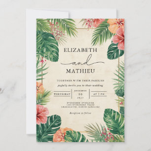Lush Tropical Flora Wedding Invitation