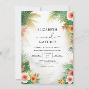 Lush Tropical Floral Archway Wedding Invitation