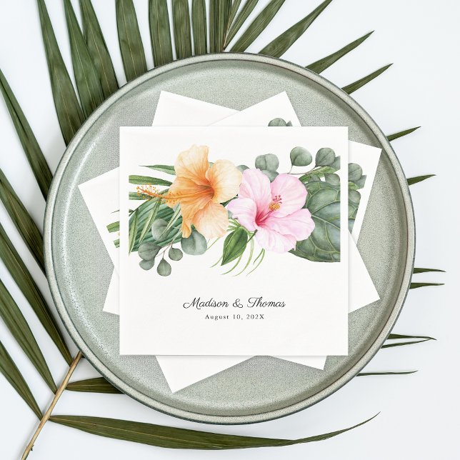 Lush Tropical Floral Beach Luau Wedding Napkin (Creator Uploaded)