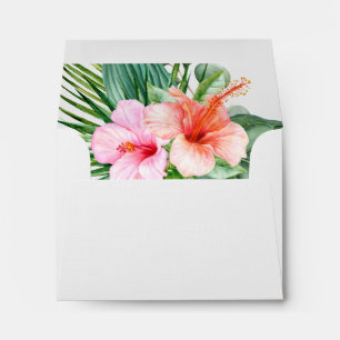 Lush Tropical Floral Watercolor with Address Envelope