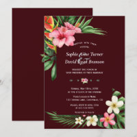 Lush Tropical Garden Flowers Deep Burgundy Wedding