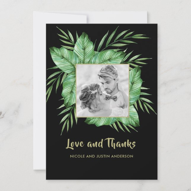 Lush Tropical Greenery Photo Thank You (Front)