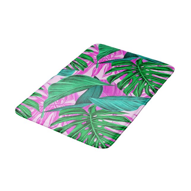 Lush Tropical Island Foliage Bath Mat (Angled)
