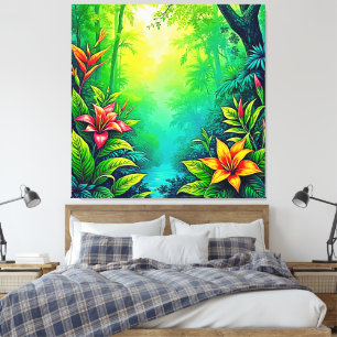 Lush Tropical Jungle Oasis Design Canvas Print