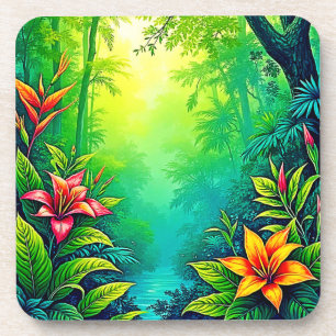 Lush Tropical Jungle Oasis Design Coaster