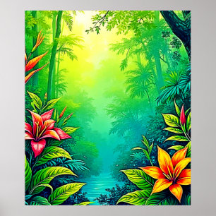 Lush Tropical Jungle Oasis Design Poster